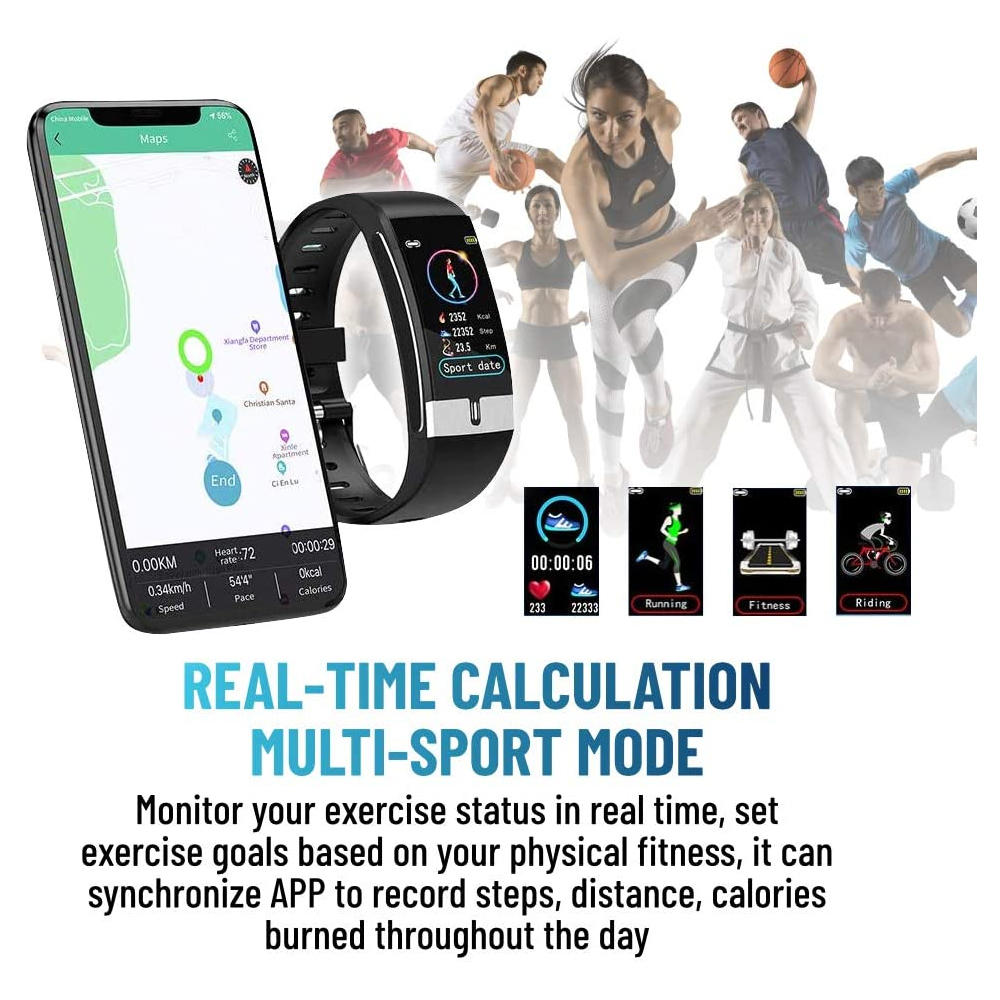 Indigi Fitness Watch Smart Bracelet & Wristband - Bluetooth 4.2 w/ BPM / Blood Pressure / Sleep Monitor / Calorie Counter