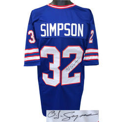 Athlon Sports OJ/O.J. Simpson signed Blue TB Custom Stitched Pro Style Football Jersey XL- JSA Witnessed