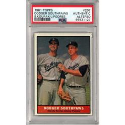 Athlon Sports Sandy Koufax & Johnny Podres 1961 Topps Dodger Southpaws Card #207- PSA Slabbed Authentic Altered (Los Angeles Dodgers)