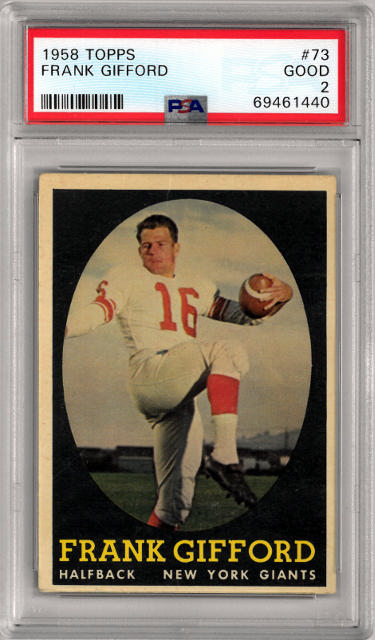 Athlon Sports Frank Gifford 1958 Topps Football Card #73- PSA Graded 2 Good (New York Giants)