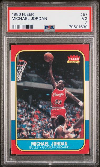 Athlon Sports Collectibles Michael Jordan 1986-87 Fleer Basketball Rookie Card (RC) #57- PSA Graded 3 VG (Undergraded/Nice/Chicago Bulls)