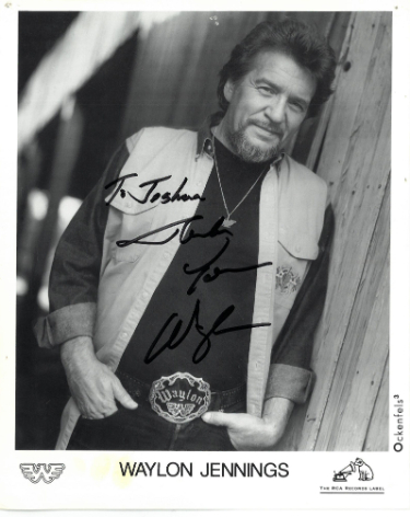 Athlon Sports Waylon Jennings Hand Signed RCA Records B&W Promo Photo To Joshua - Beckett Review  (Country Music Outlaw/Highwaymen)
