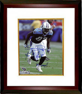 Athlon Sports Kevin Dyson signed Tennessee Titans Action 8x10 Photo Custom Framed w/ triple Music City Miracle, 01/08/00 & AFC Champs!!