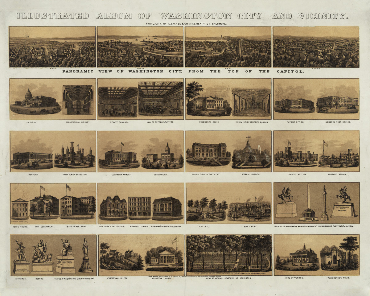 Silver Wood Framed/Matted Print 11x14: Illustrated Album Of Washington City And Vicinity,... by ClassicPix.com