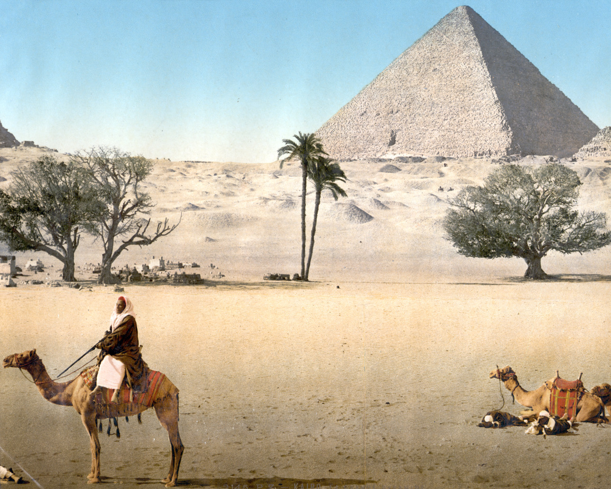 Photo Print 16x20: Resting Bedouins And The Grand Pyramid, Cairo, Egypt, 1890 by ClassicPix.com