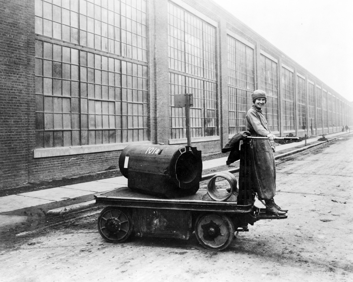 Photo Print 11x14: Woman Standing On Electric Shop Truck, Watervliet Arsenal,... by ClassicPix.com