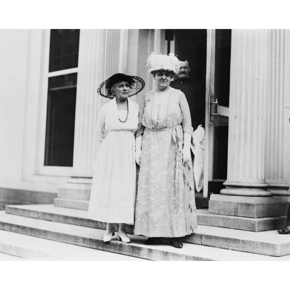 Black Wood Framed Print 16x20:  Helen Gardener And Carrie Chapman Catt Leaving White House ... by ClassicPix.com