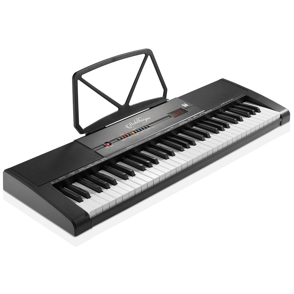 Ashthorpe 61-Key Digital Electronic Keyboard with Light Up Keys, Stand and Stool