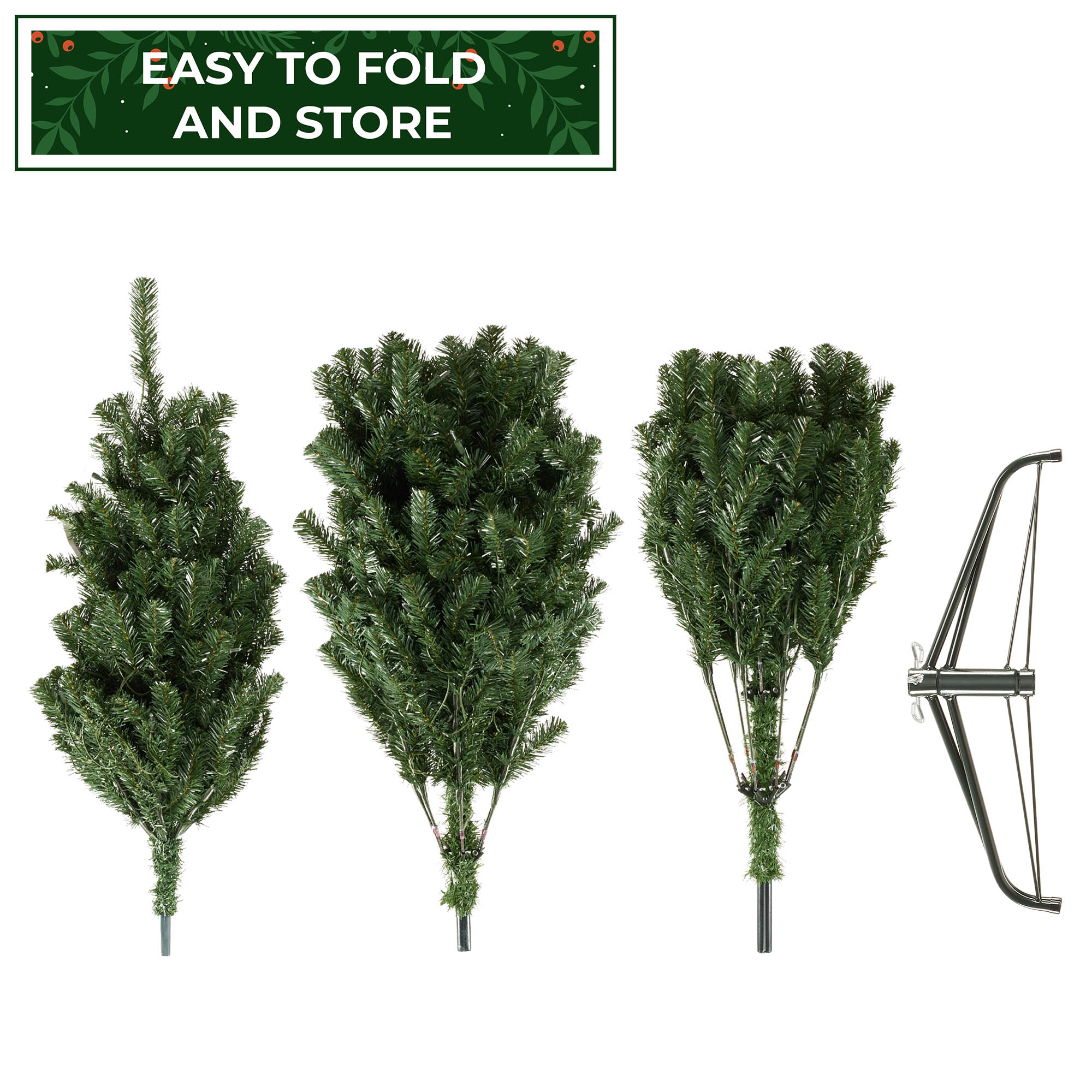 Casafield Pre-Lit Realistic Green Spruce Artificial Holiday Christmas Tree and Stand