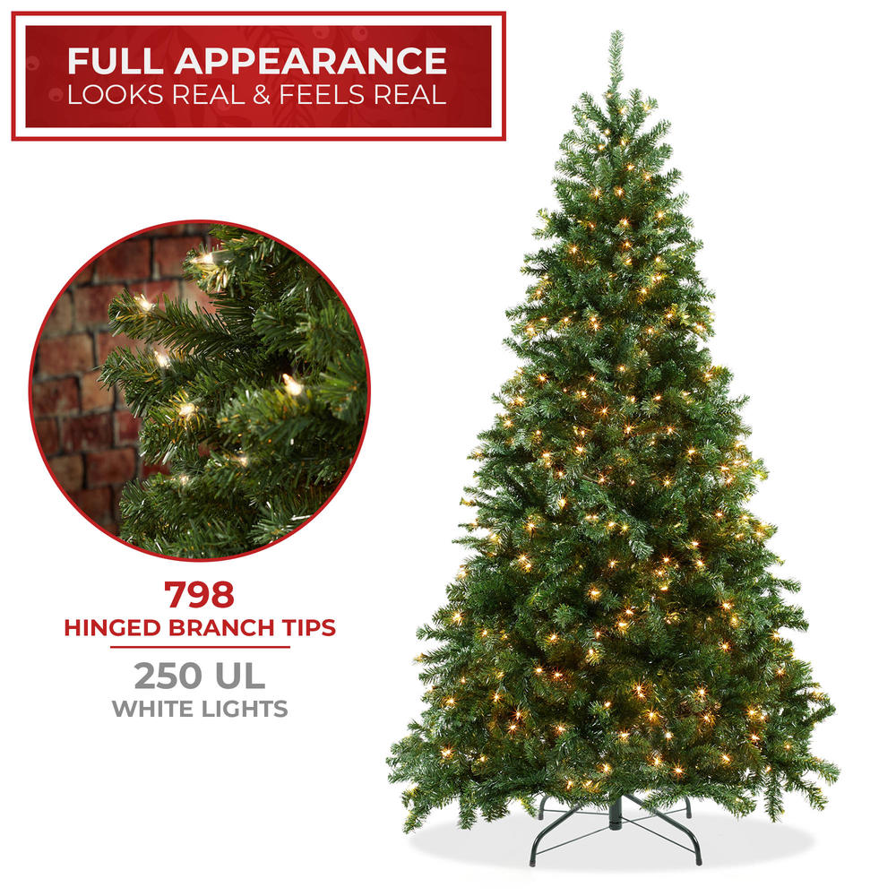 Casafield Pre-Lit Realistic Green Spruce Artificial Holiday Christmas Tree and Stand