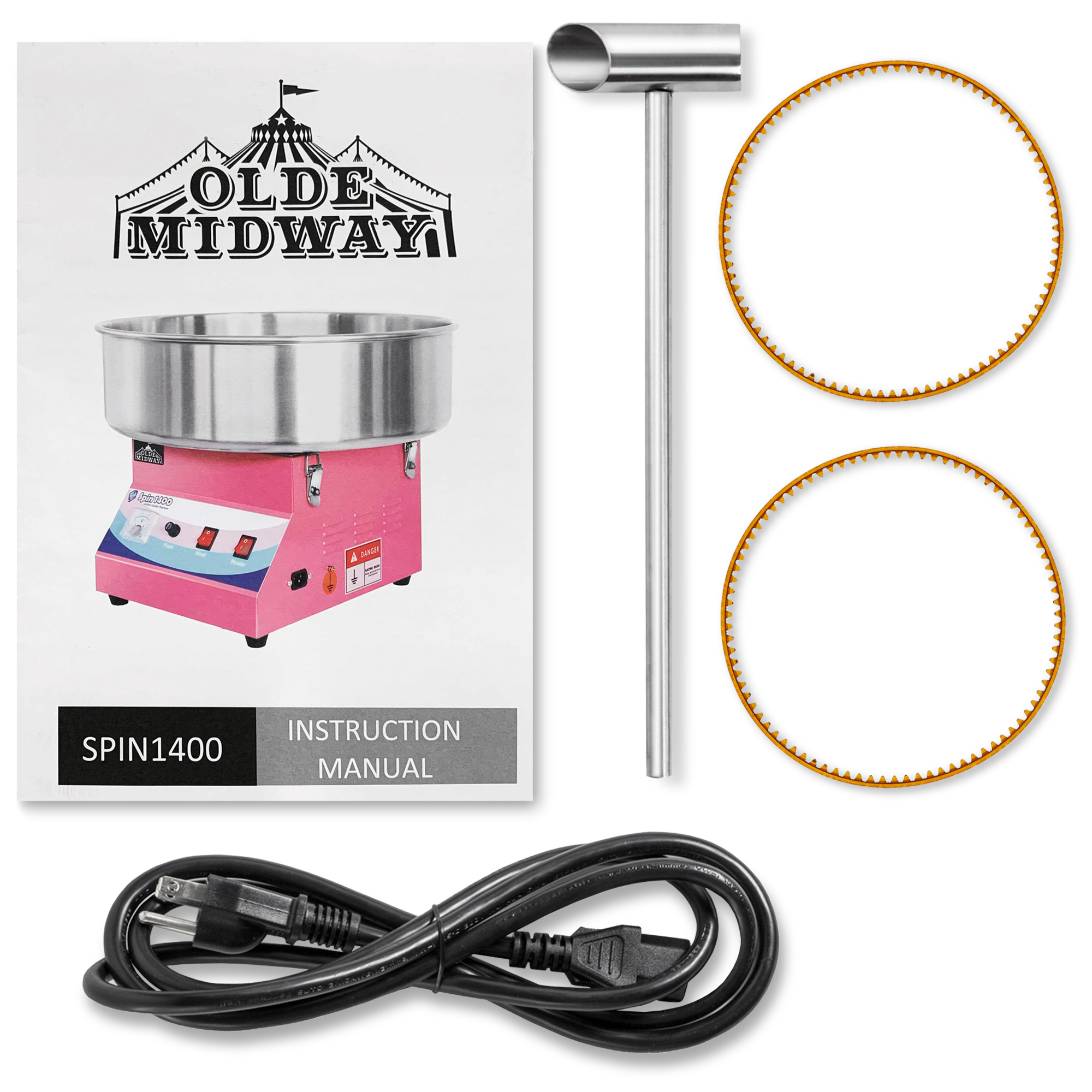 Olde Midway Cotton Candy Machine, Pink - Commercial Quality Electric Candy Floss Maker