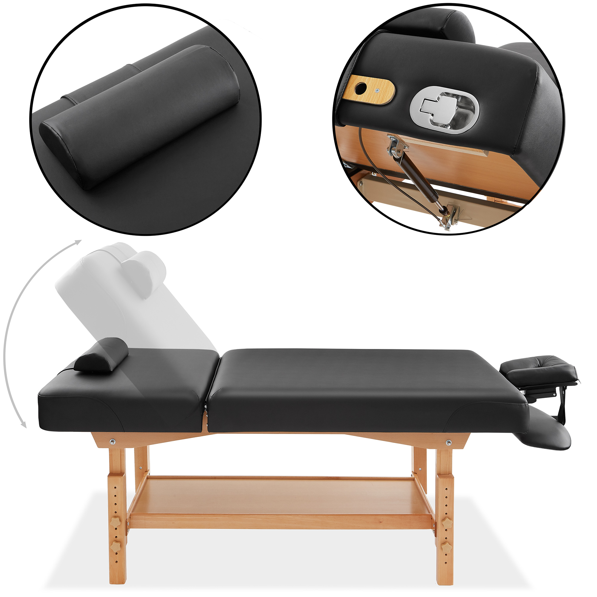Saloniture Professional Stationary Massage Table Tilt Backrest Headrest and Accessories