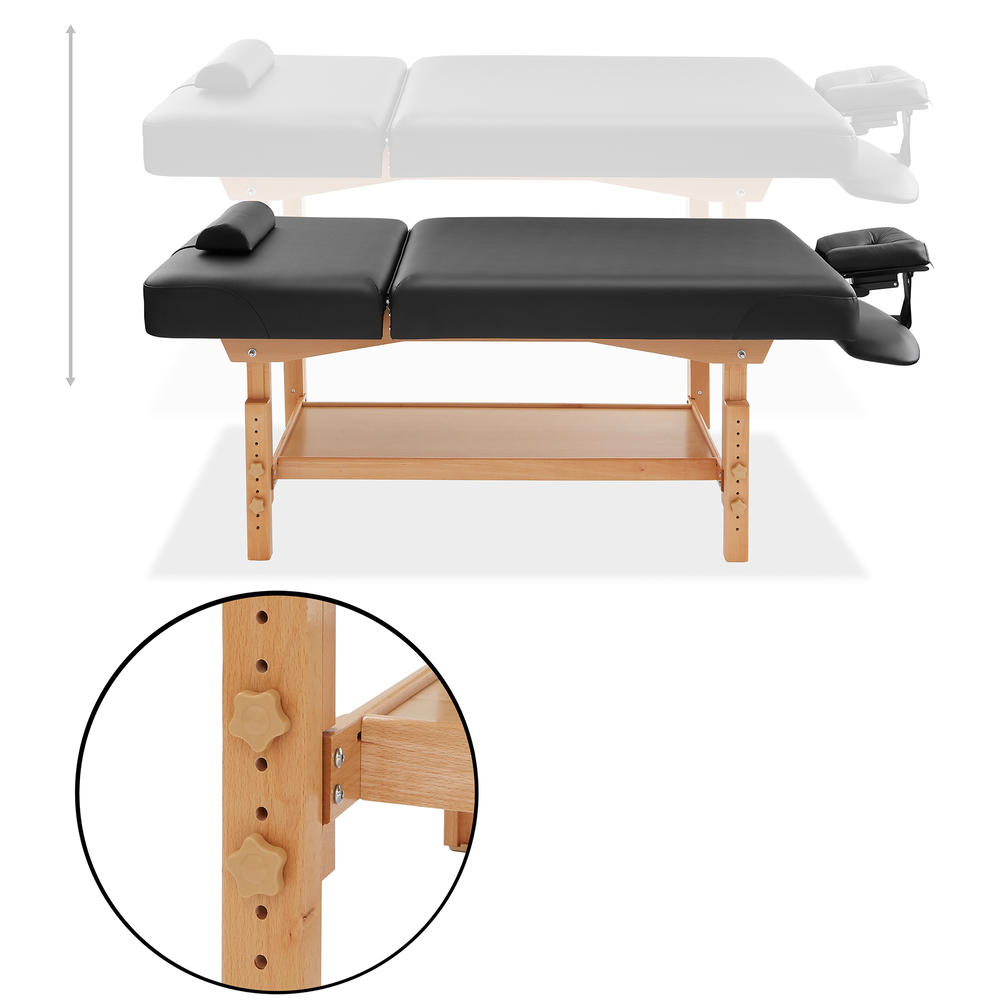 Saloniture Professional Stationary Massage Table Tilt Backrest Headrest and Accessories