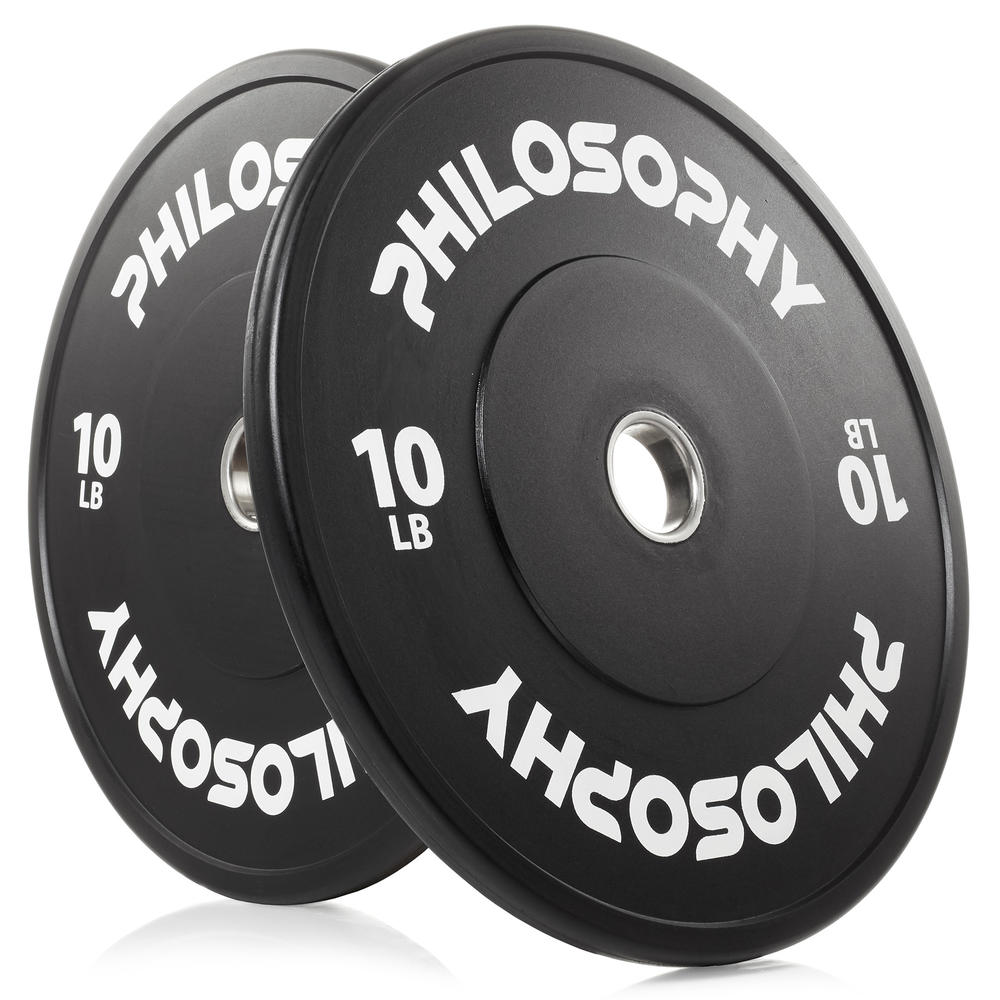Philosophy Gym Set of 2 Olympic 2-Inch Rubber Bumper Plates (10 LB each) Black