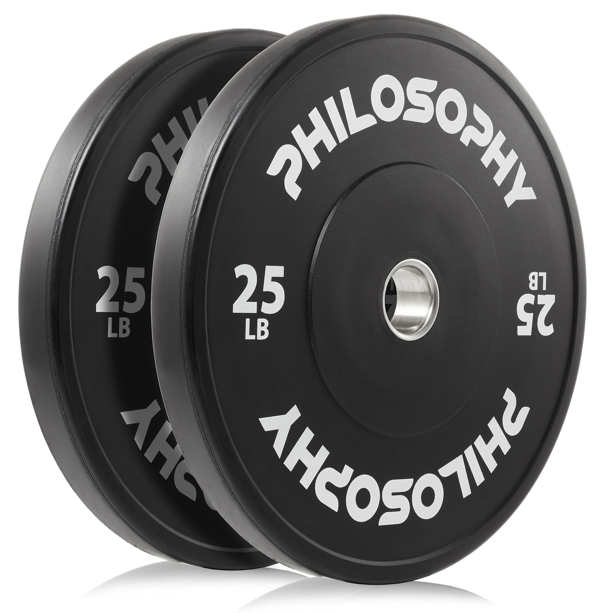 Philosophy Gym Set of 2 Olympic 2-Inch Rubber Bumper Plates (25 LB each) Black