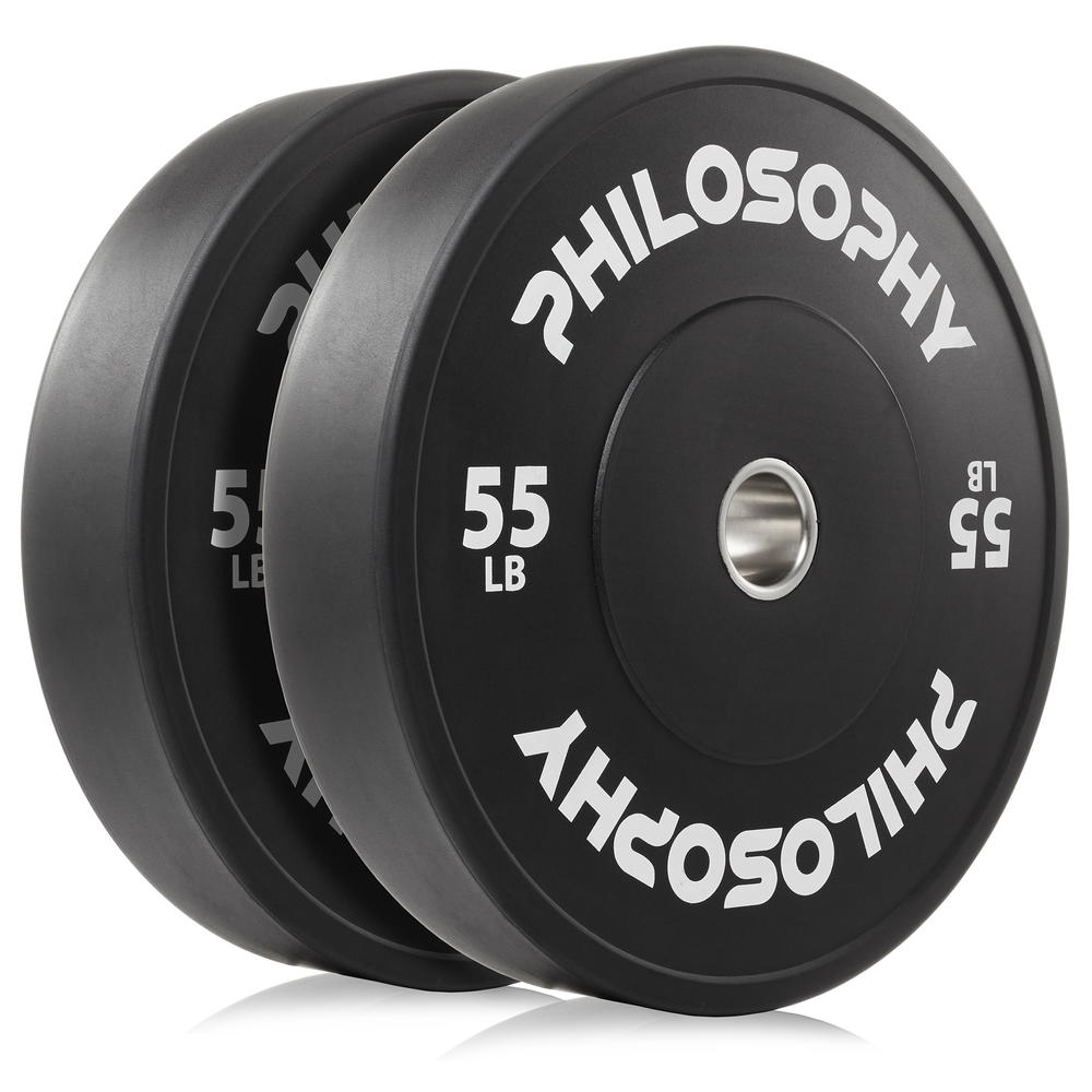 Philosophy Gym Set of 2 Olympic 2-Inch Rubber Bumper Plates (55 LB each) Black