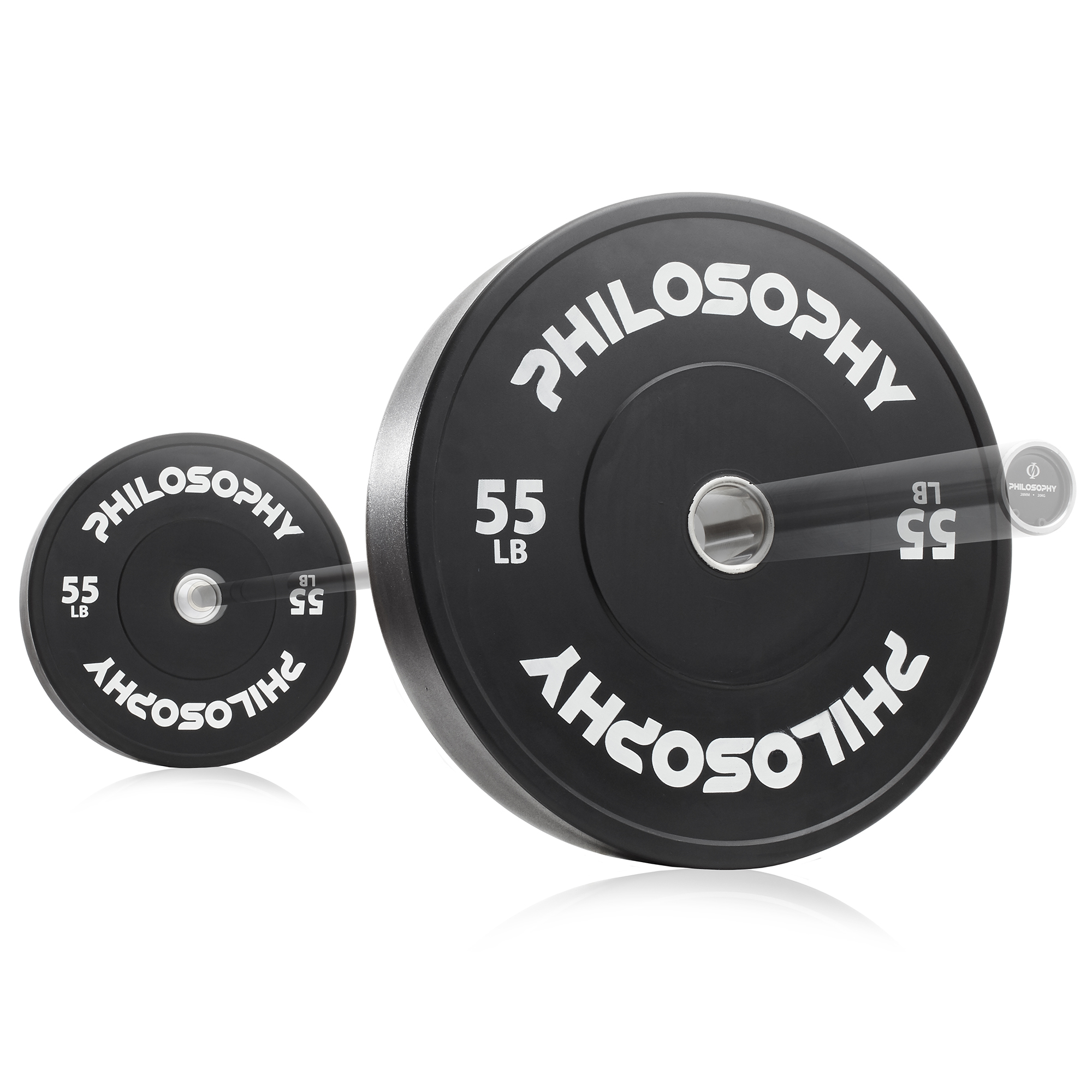 Philosophy Gym Set of 2 Olympic 2-Inch Rubber Bumper Plates (55 LB each) Black