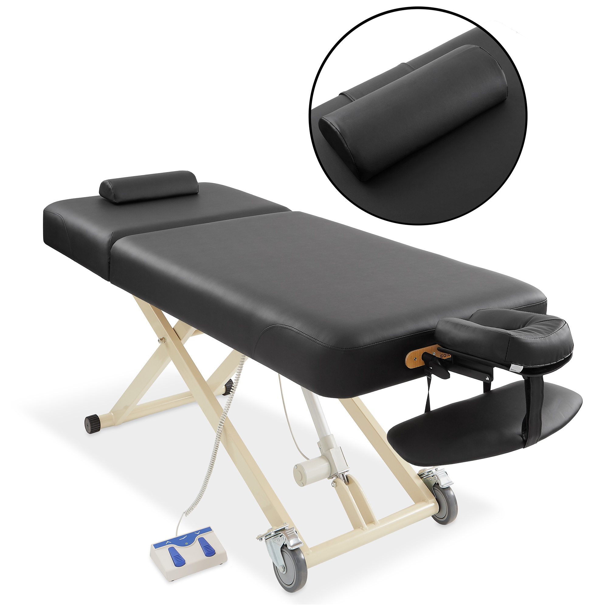 Saloniture Professional Electric Lift Massage Table Adjustable Back with Accessories