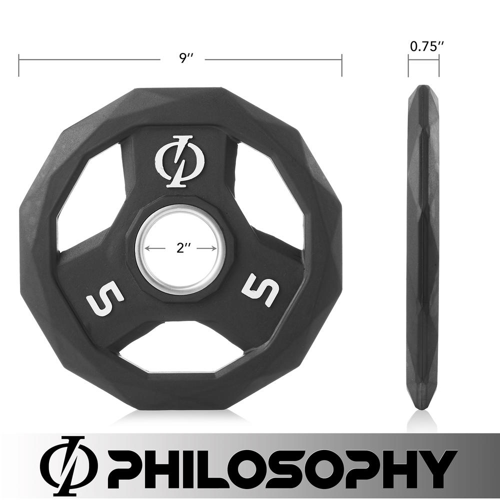 Philosophy Gym Set of 2 Rubber Coated 2-inch Olympic Grip Weight Plates (5 LB each)