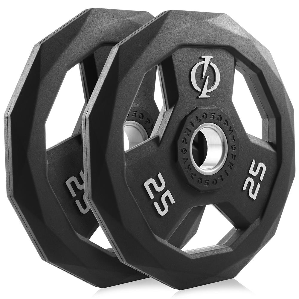 Philosophy Gym Set of 2 Rubber Coated 2-inch Olympic Grip Weight Plates (25 LB each)