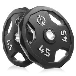 Philosophy Gym Set of 2 Rubber Coated 2-inch Olympic Grip Weight Plates (45 LB each)