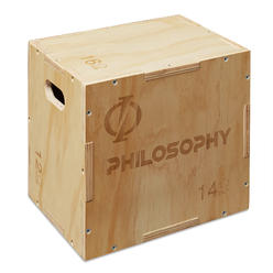 Philosophy Gym 3 in 1 Wood Plyometric Box, 16" x 14" x 12" Jump Box for Training & Conditioning