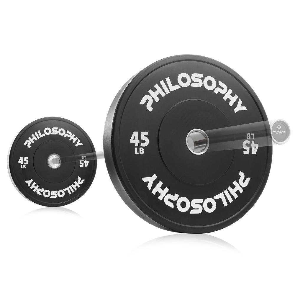Philosophy Gym Set of 2 Olympic 2-Inch Rubber Bumper Plates (45 LB each) Black