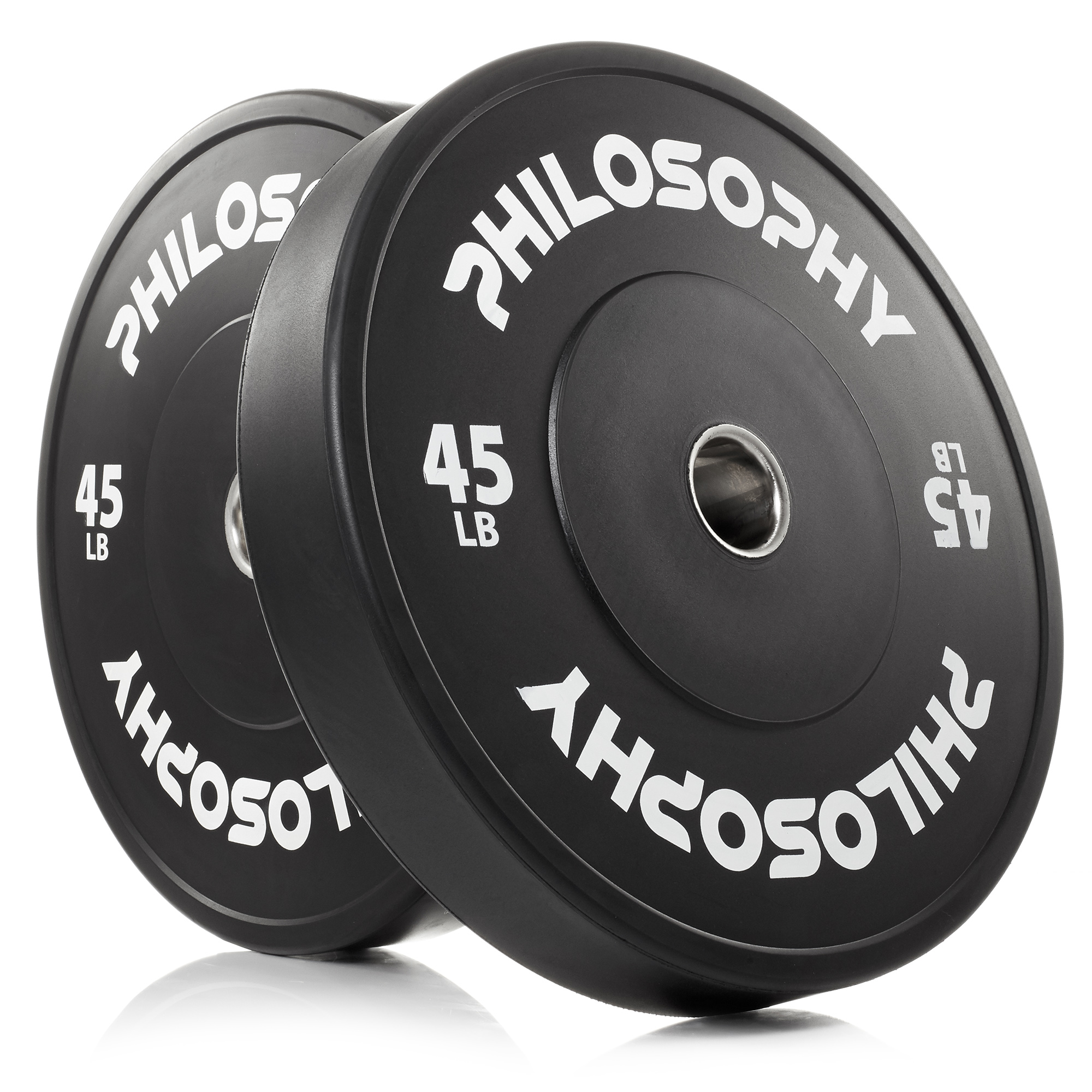 Philosophy Gym Set of 2 Olympic 2-Inch Rubber Bumper Plates (45 LB each) Black