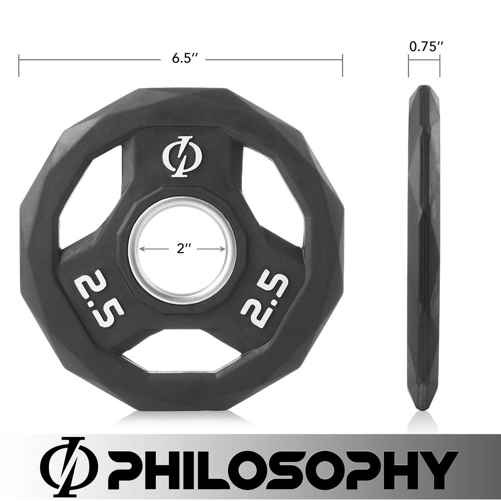Philosophy Gym Set of 2 Rubber Coated 2-inch Olympic Grip Weight Plates (2.5 LB each)