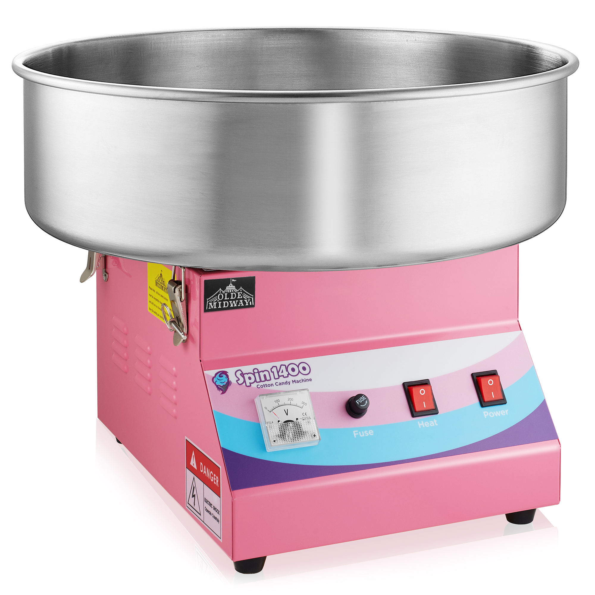 Olde Midway Cotton Candy Machine, Pink - Commercial Quality Electric Candy Floss Maker