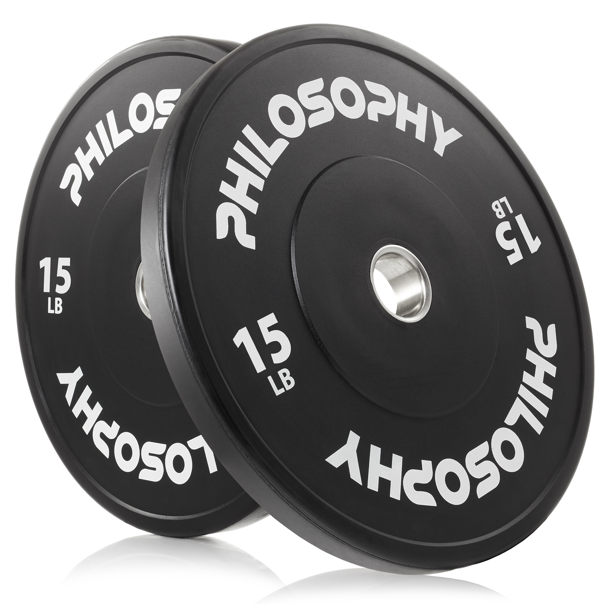 Philosophy Gym Set of 2 Olympic 2-Inch Rubber Bumper Plates (15 LB each) Black
