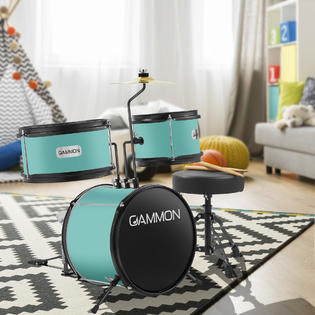 Gammon Percussion 842364145597 3-Piece Junior Drum Set Teal