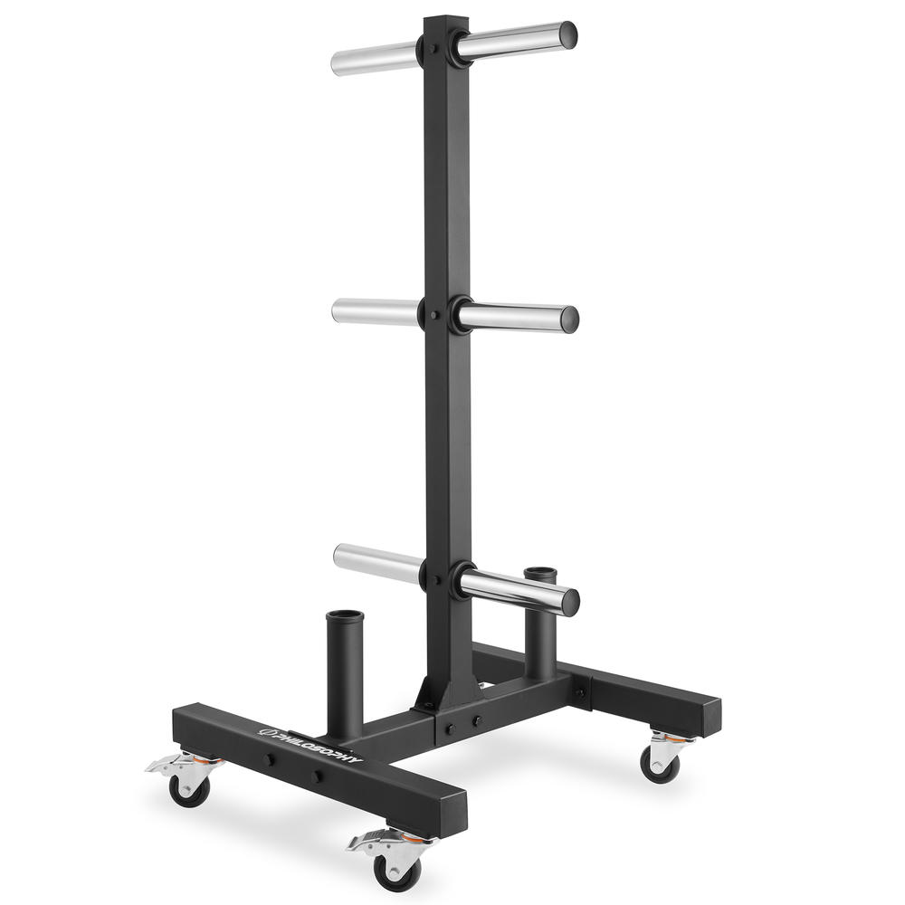 Philosophy Gym Rolling Olympic / Bumper Weight Plate Tree, Commercial Vertical Storage Rack