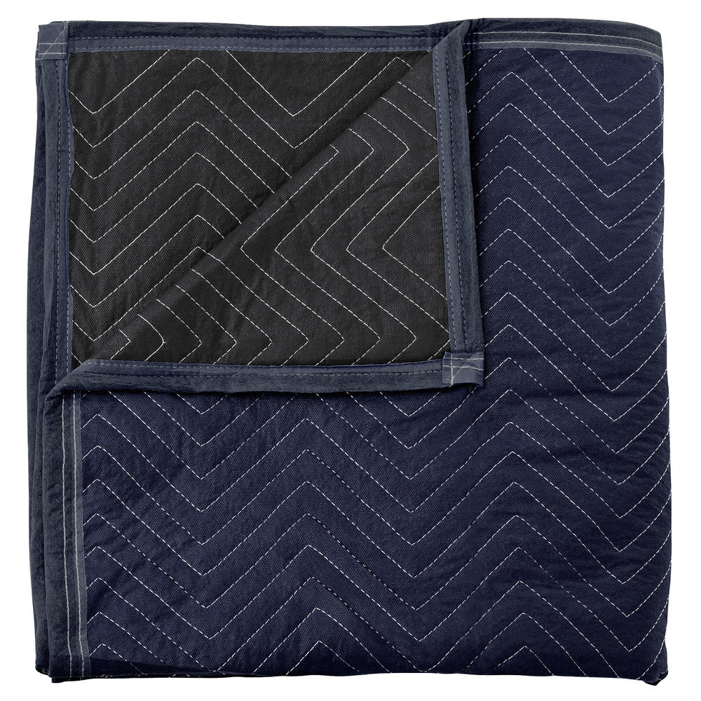 Sure-Max 12 Moving Blankets Furniture Pads - Pro Economy - 80" x 72" Navy Blue and Black