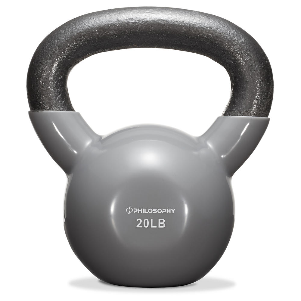 Philosophy Gym 20 lb Vinyl Coated Cast Iron Kettlebell, 20 Pound Weight