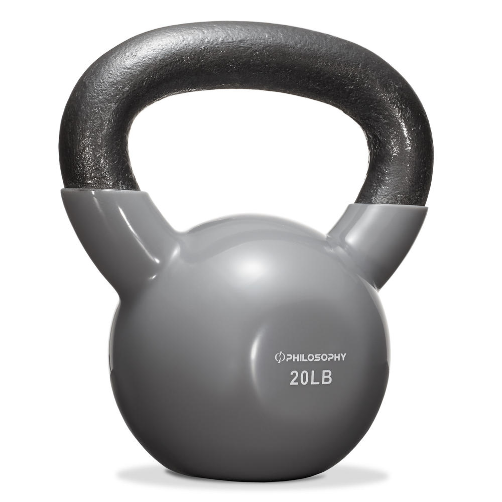 Philosophy Gym 20 lb Vinyl Coated Cast Iron Kettlebell, 20 Pound Weight