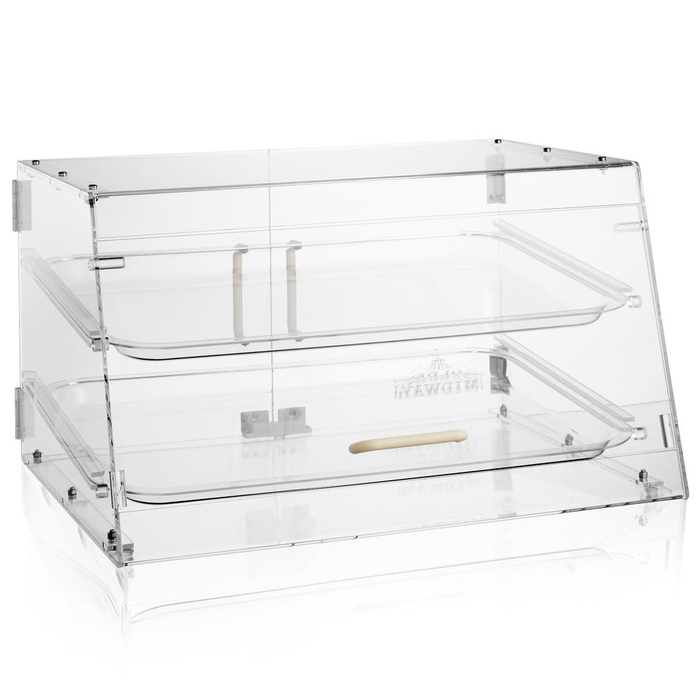 Olde Midway 2-Tier Commercial Acrylic Bakery Pastry Display Case with Trays for Desserts