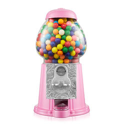 Olde Midway 12" Gumball Machine with Coin Bank - Pink, Vintage Bubble Gum Candy Dispenser