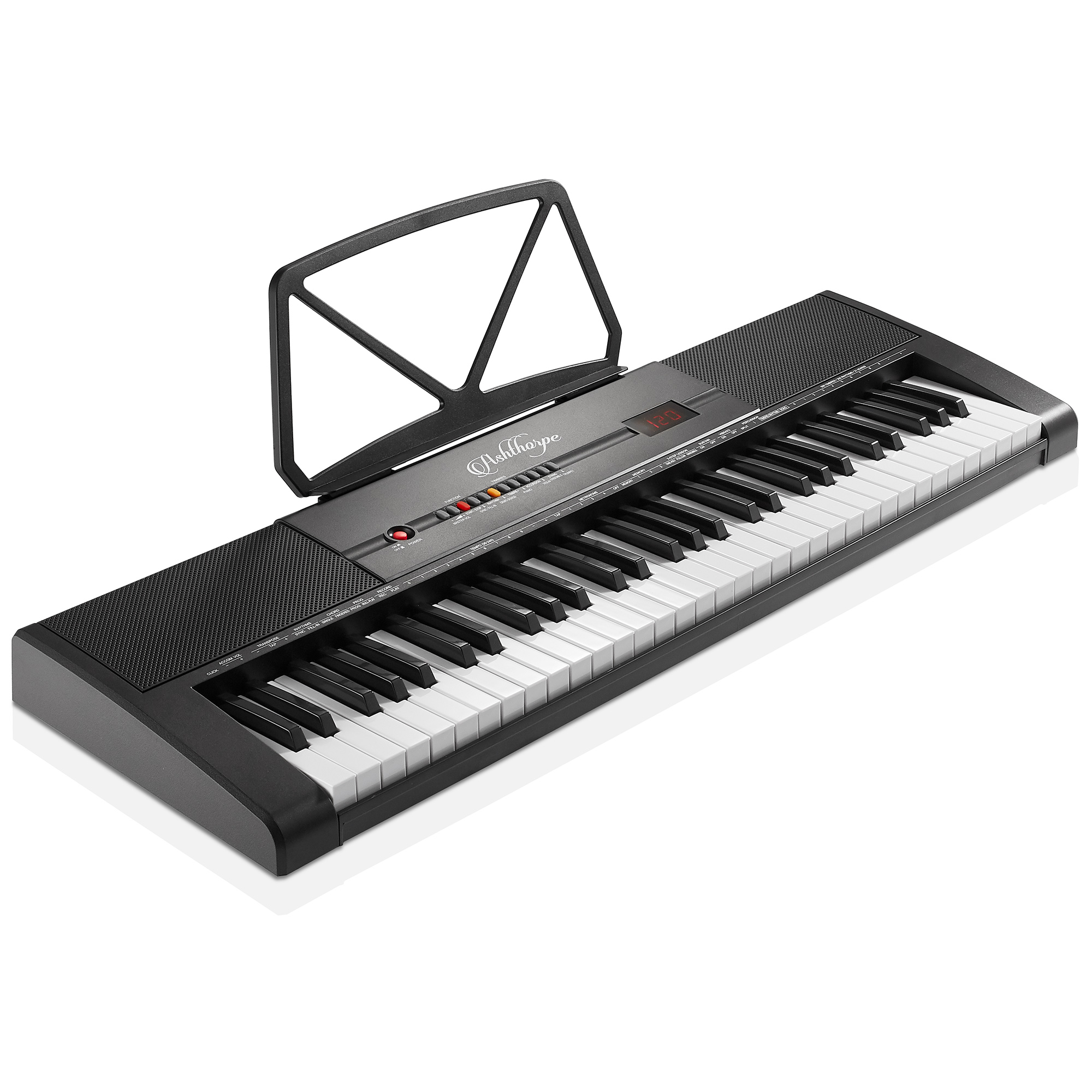 Ashthorpe 61-Key Digital Electronic Keyboard, Portable Piano Beginner Kit with Phones, Mic
