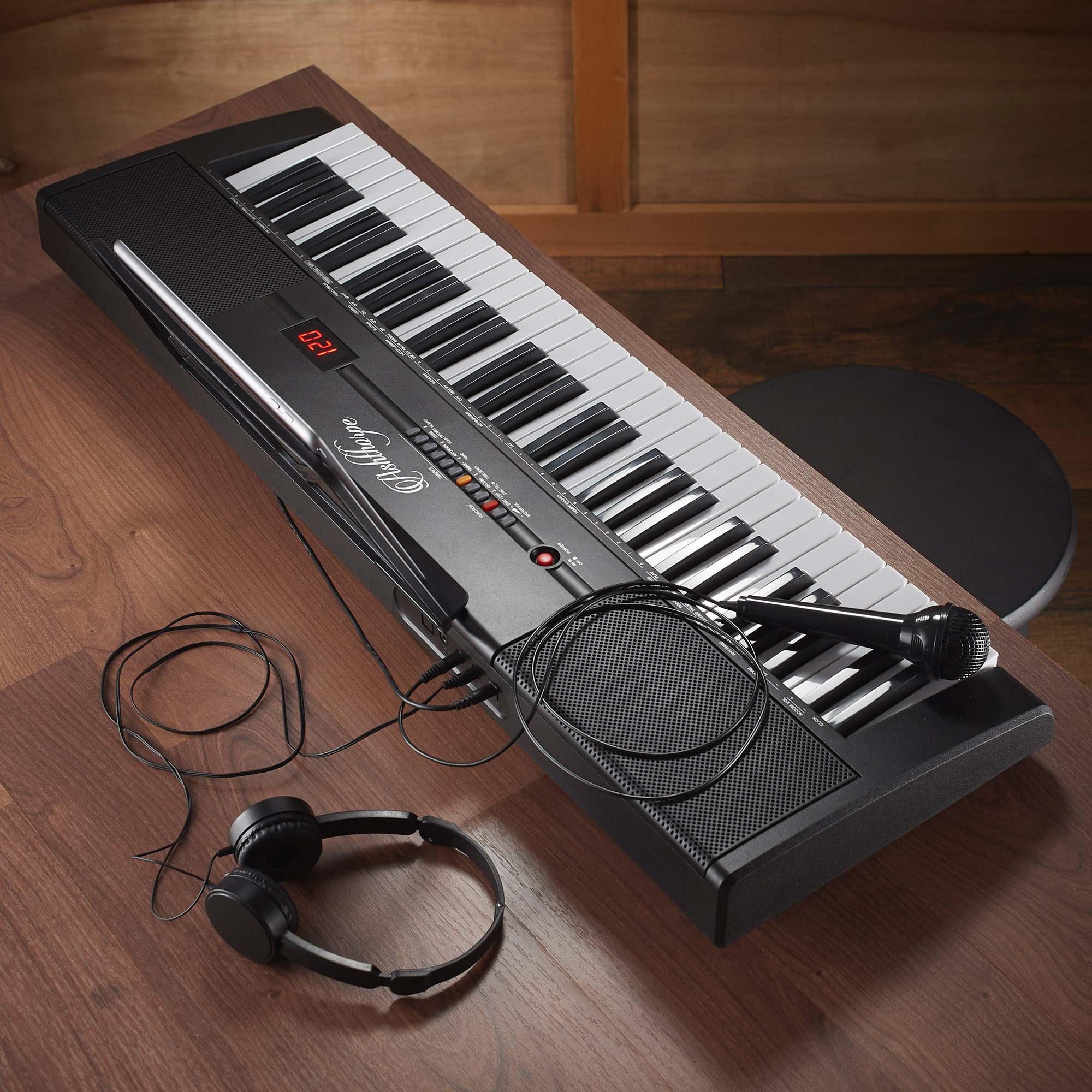 Ashthorpe 61-Key Digital Electronic Keyboard, Portable Piano Beginner Kit with Phones, Mic