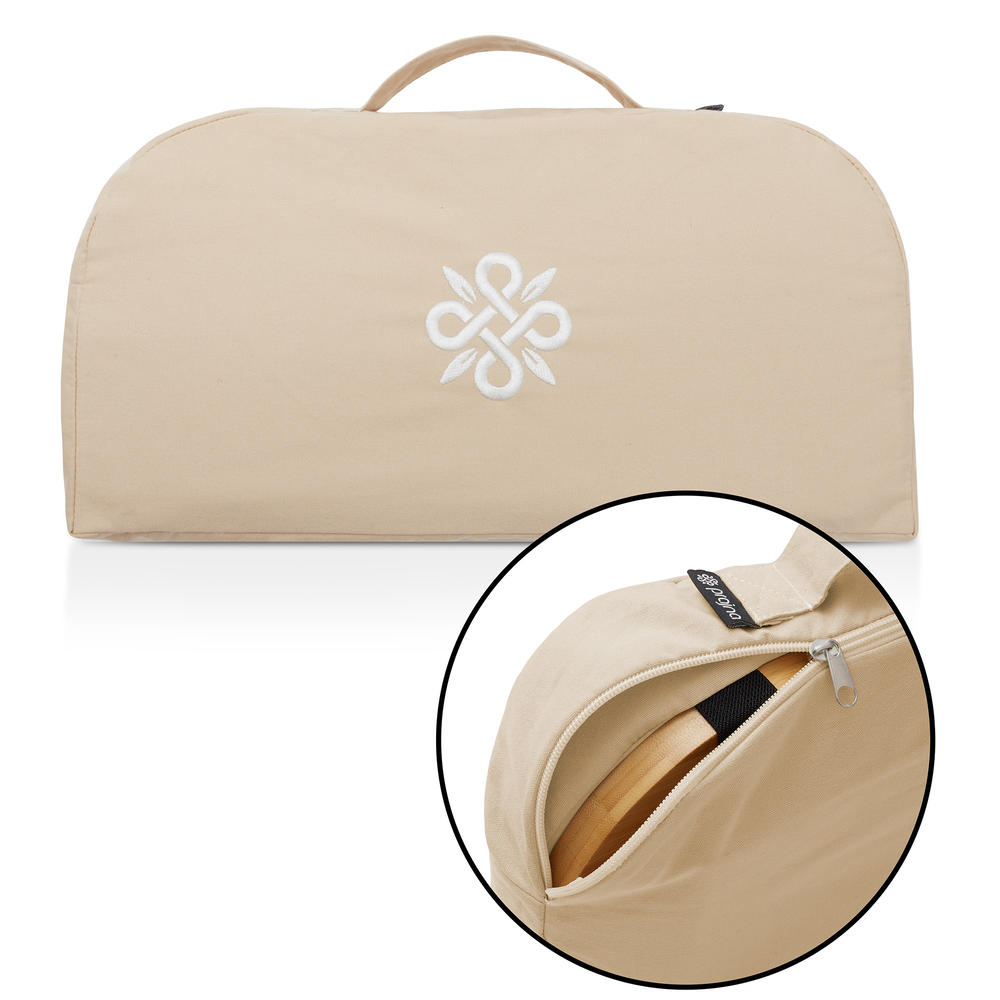 Prajna Bamboo Meditation Bench - Folding Yoga Stool with Cushion and Carry Bag