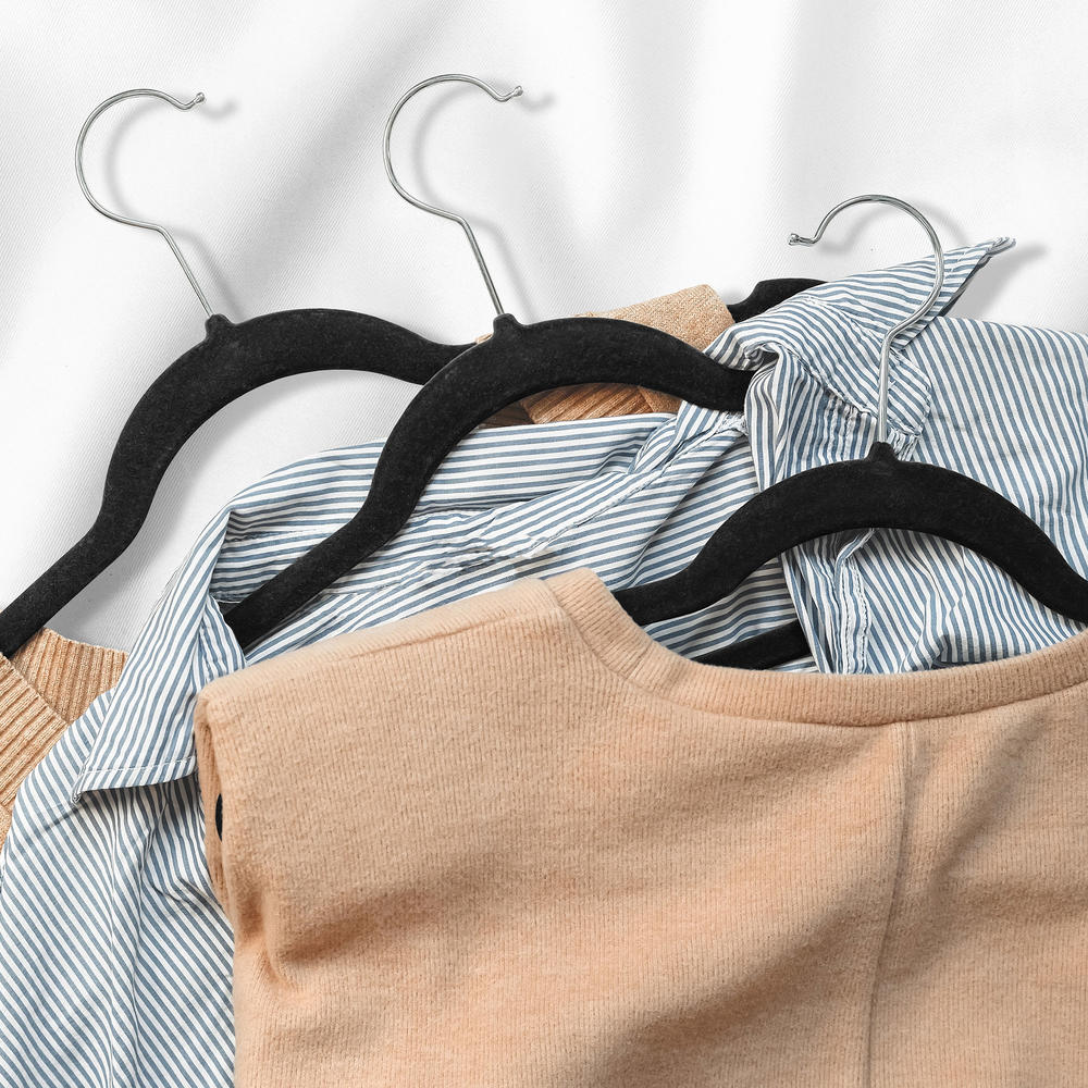 Casafield 50 Velvet 14" Wide Kids Hangers for Children's Clothes Dresses Pants Shirts