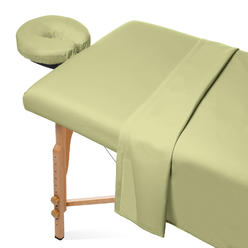 Saloniture 3pc Microfiber Massage Table Sheet Set - Salon Spa Facial Bed Covers - Green