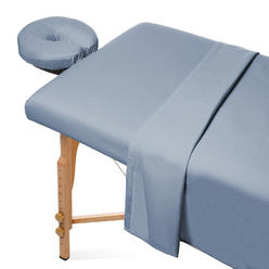 Saloniture 3pc Flannel Massage Table Sheet Set Cotton Spa Facial Cover Cornflower Blue