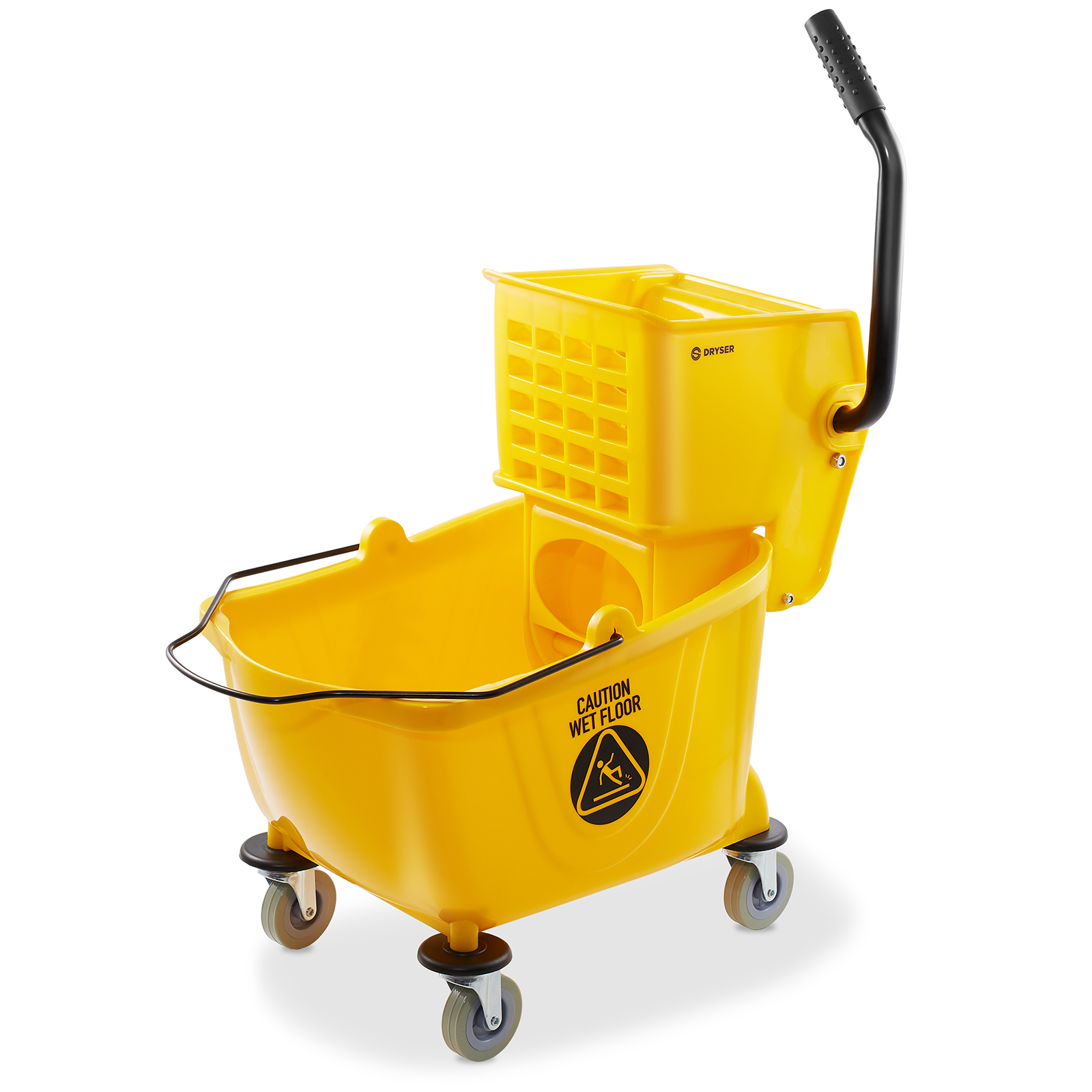 Dryser 26 Quart Commercial Mop Bucket with Side Press Wringer, Yellow