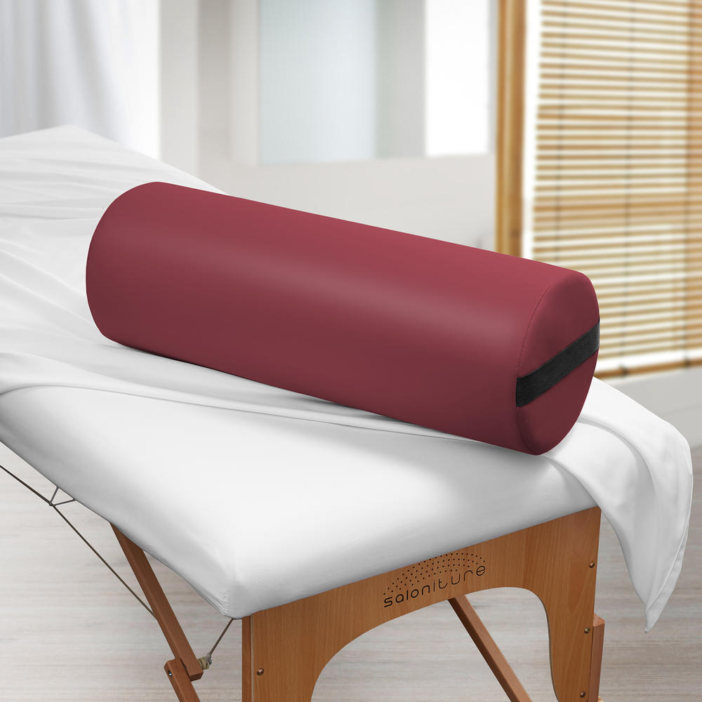 Saloniture 9" Massage Table Jumbo Round Bolster Pillow - Spa Headrest Cushion - Burgundy