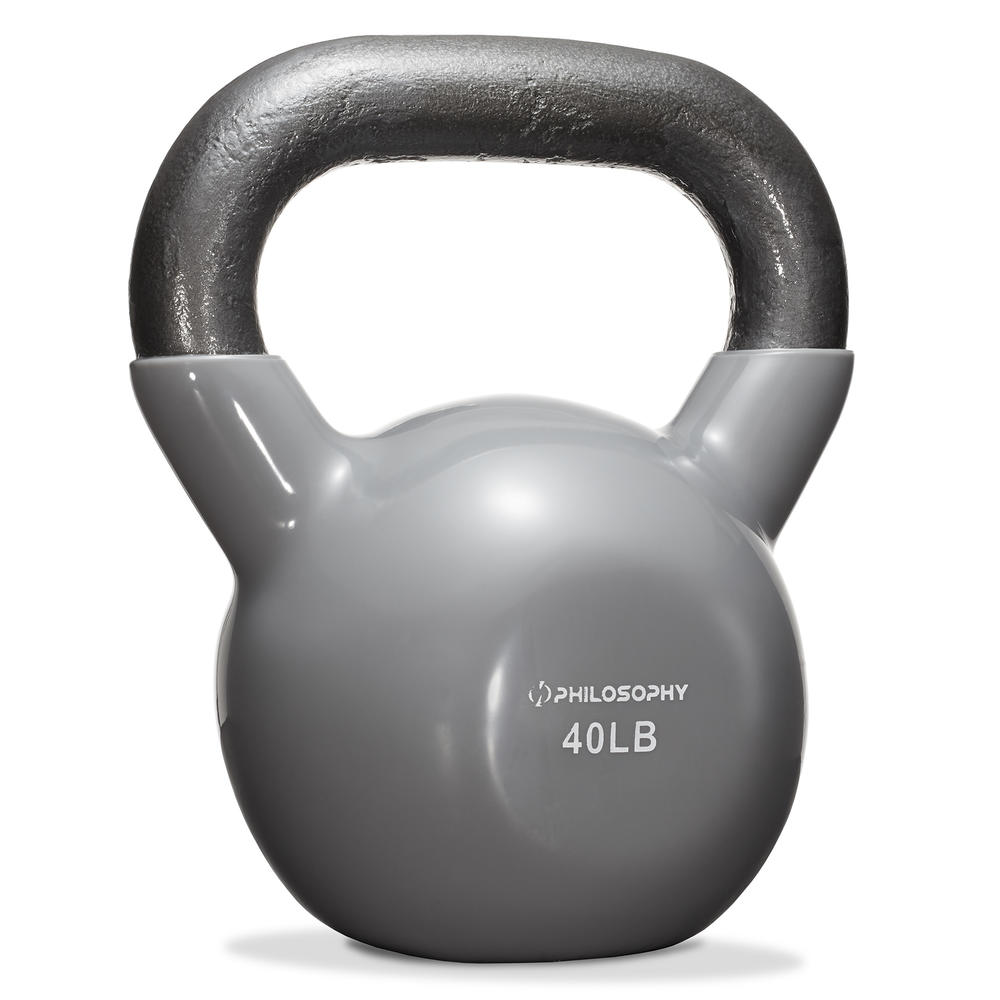 Philosophy Gym 40 lb Vinyl Coated Cast Iron Kettlebell, 40 Pound Weight