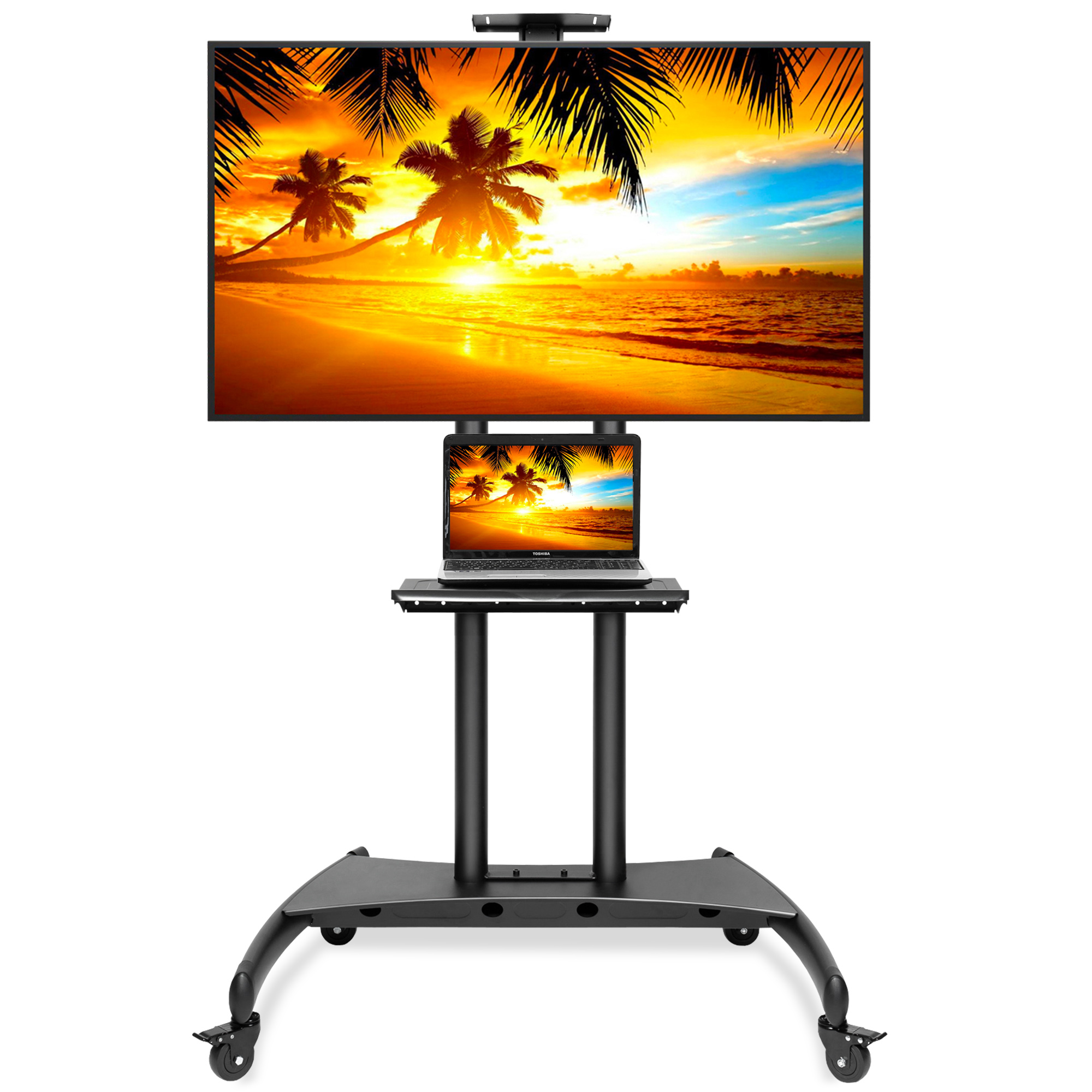 Mount Factory TV Stand Mobile Cart Mount Wheels for Flat Screen, LED, Plasma - fits 55" - 80"