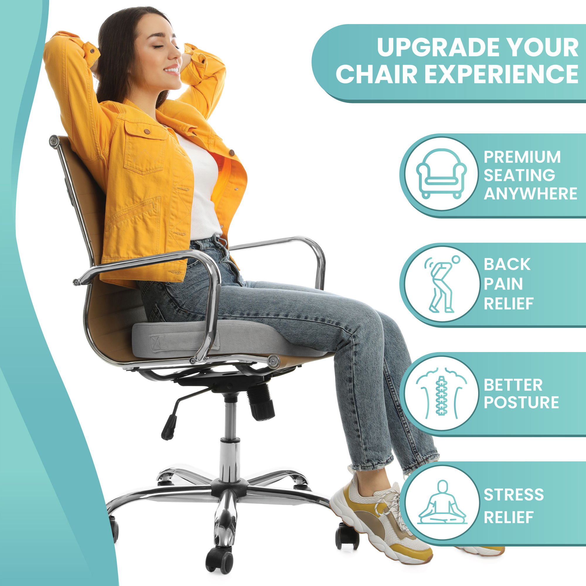 Node Memory Foam Seat Cushion Support Pillow Office Desk Chair Wheelchair Car Gray