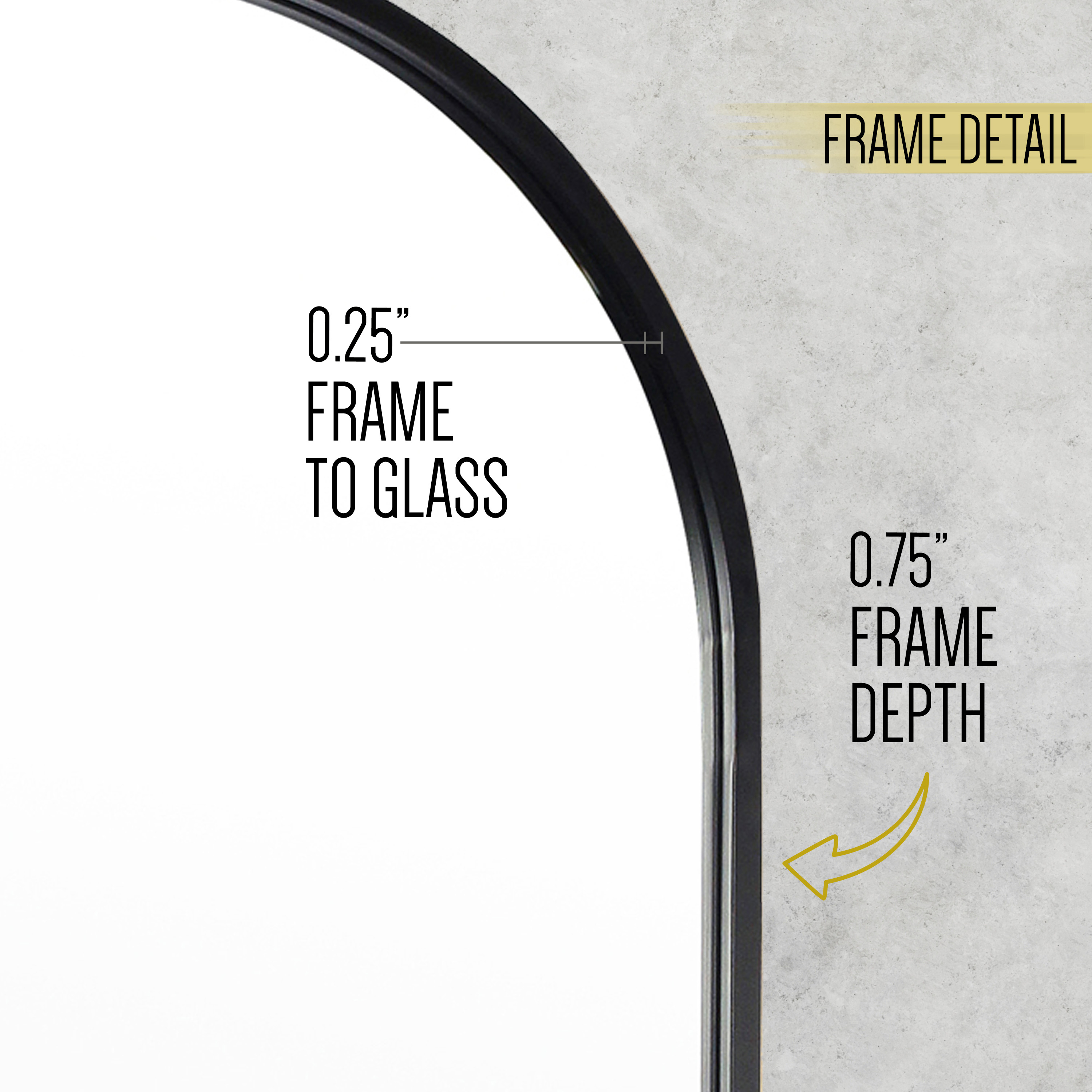 HBCY Creations Full Floor Length Arched Mirror with Slim Black Metal Frame- 22" x 65"